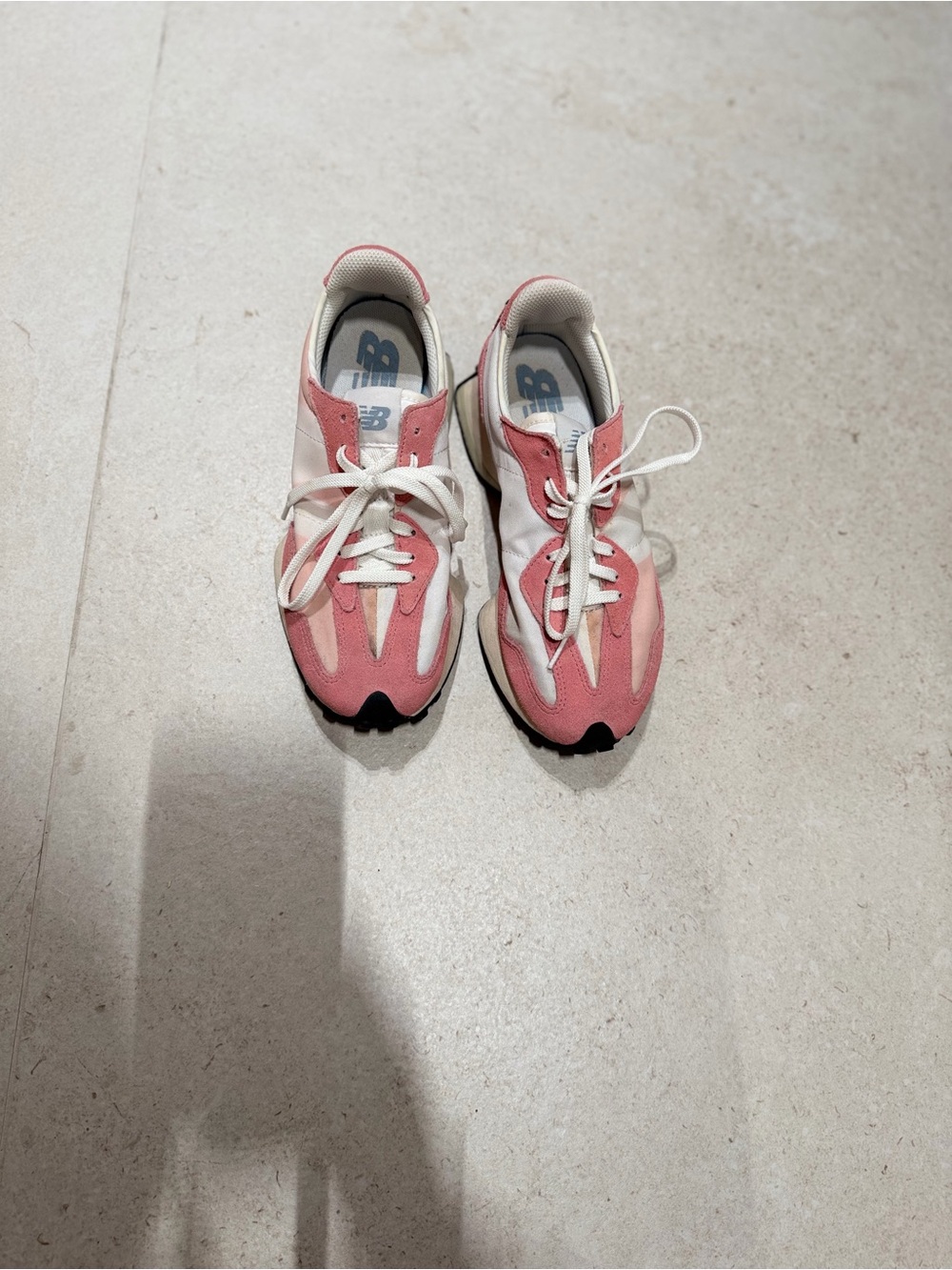 New Balance Pink and White Runner Sneakers